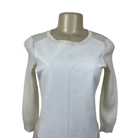 Banana Republic White Mixed Knit Sweater With Ribbed Sleeves Womens Size XS- New - Picture 4 of 8